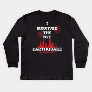 I Survived The Nyc Earthquake 5th April 2024 Kids Long Sleeve T-Shirt